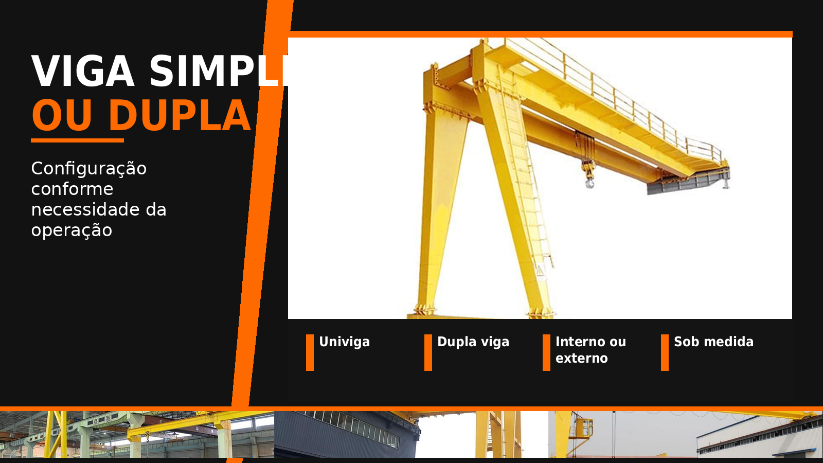 Semi P&oacute;rtico El&eacute;trico MTi em configura&ccedil;&atilde;o univiga ou dupla viga conforme projeto