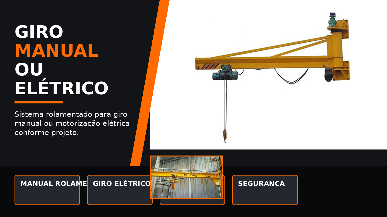 Bra&ccedil;o Girat&oacute;rio de Parede MTi com op&ccedil;&atilde;o de tirante ou tipo mangote