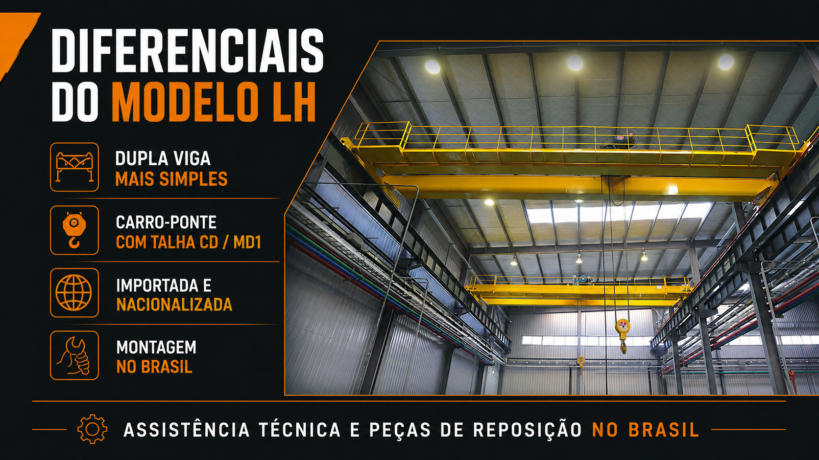 Diferenciais da Ponte Rolante Dupla Viga com Talha El&eacute;trica MTi modelo LH
