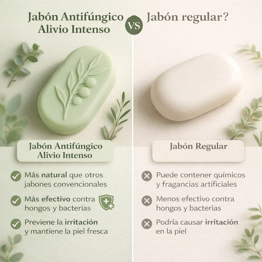Comparativa del jab&oacute;n antif&uacute;ngico con jabones comunes