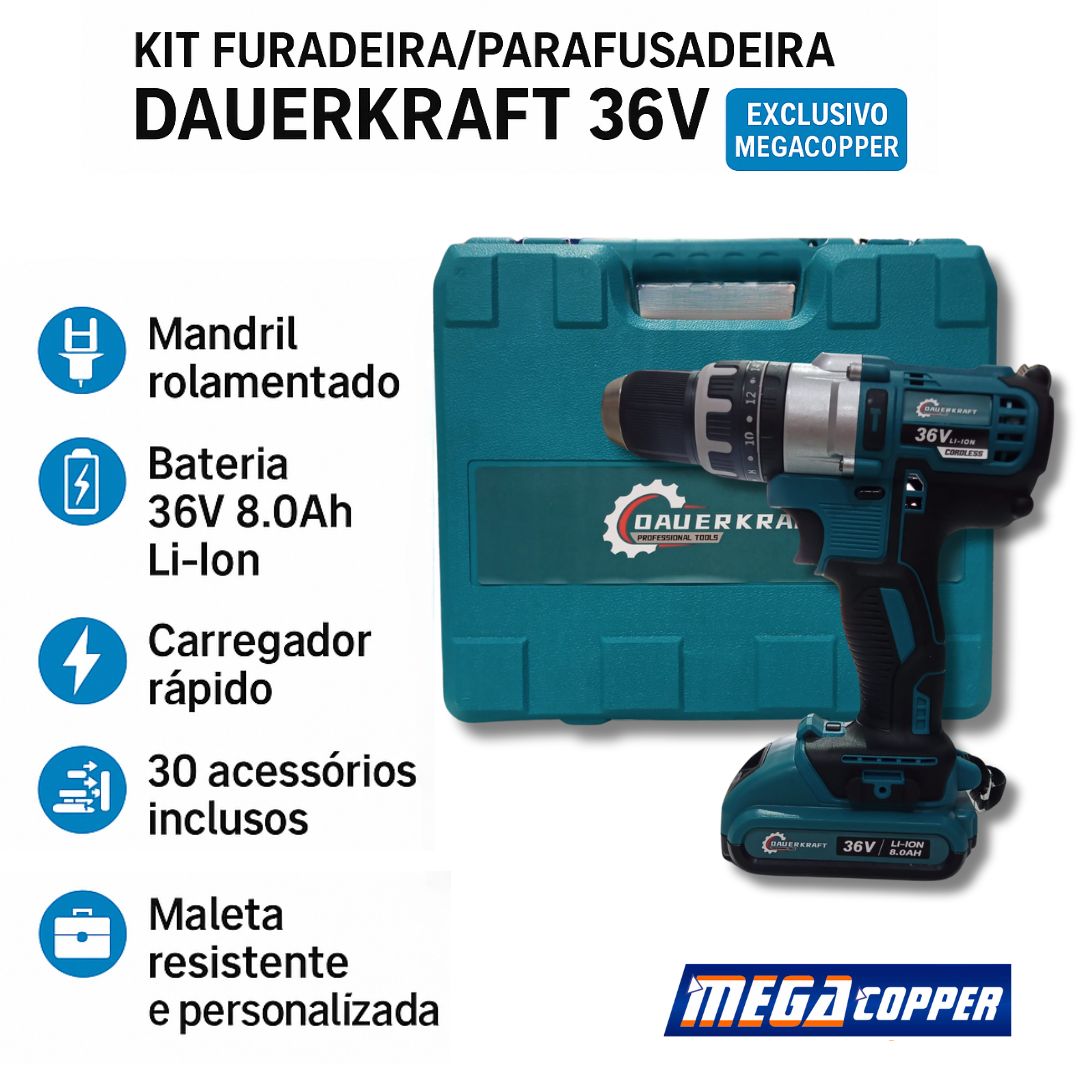 Kit Dauerkraft 36V Li-Ion na MegaCopper – Potência, autonomia e praticidade em um só produto. Garanta já o seu online!