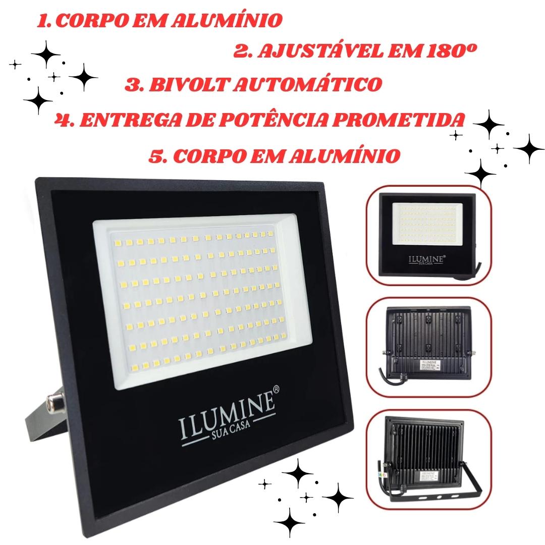 refletor led, refletores ilumine, refletor led 50w, refletor led 100w, refletor led 200w, iluminação externa, iluminação potente, luz branca fria, refletor autovolt, iluminação econômica, megacopper