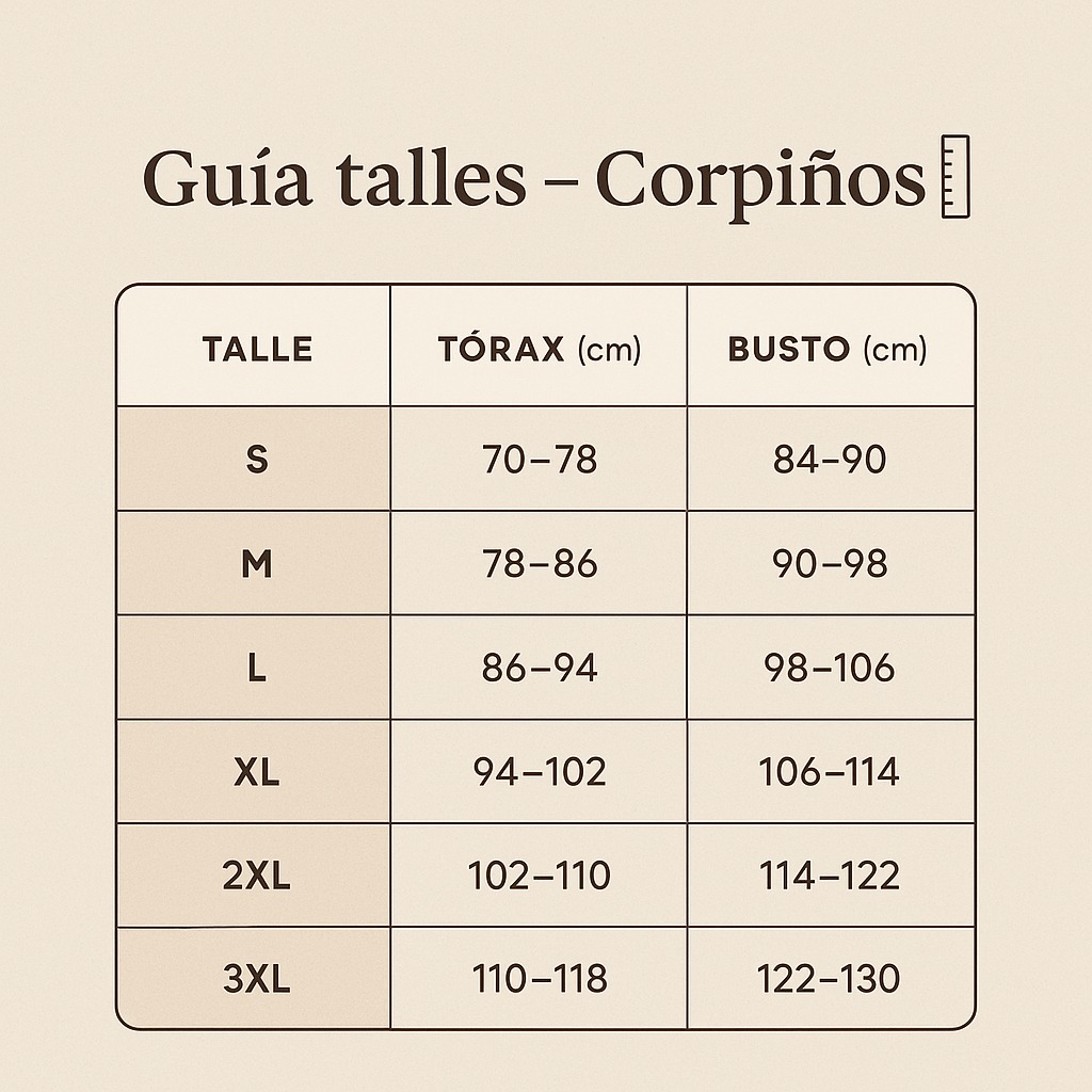 Tabla de talles corpiños