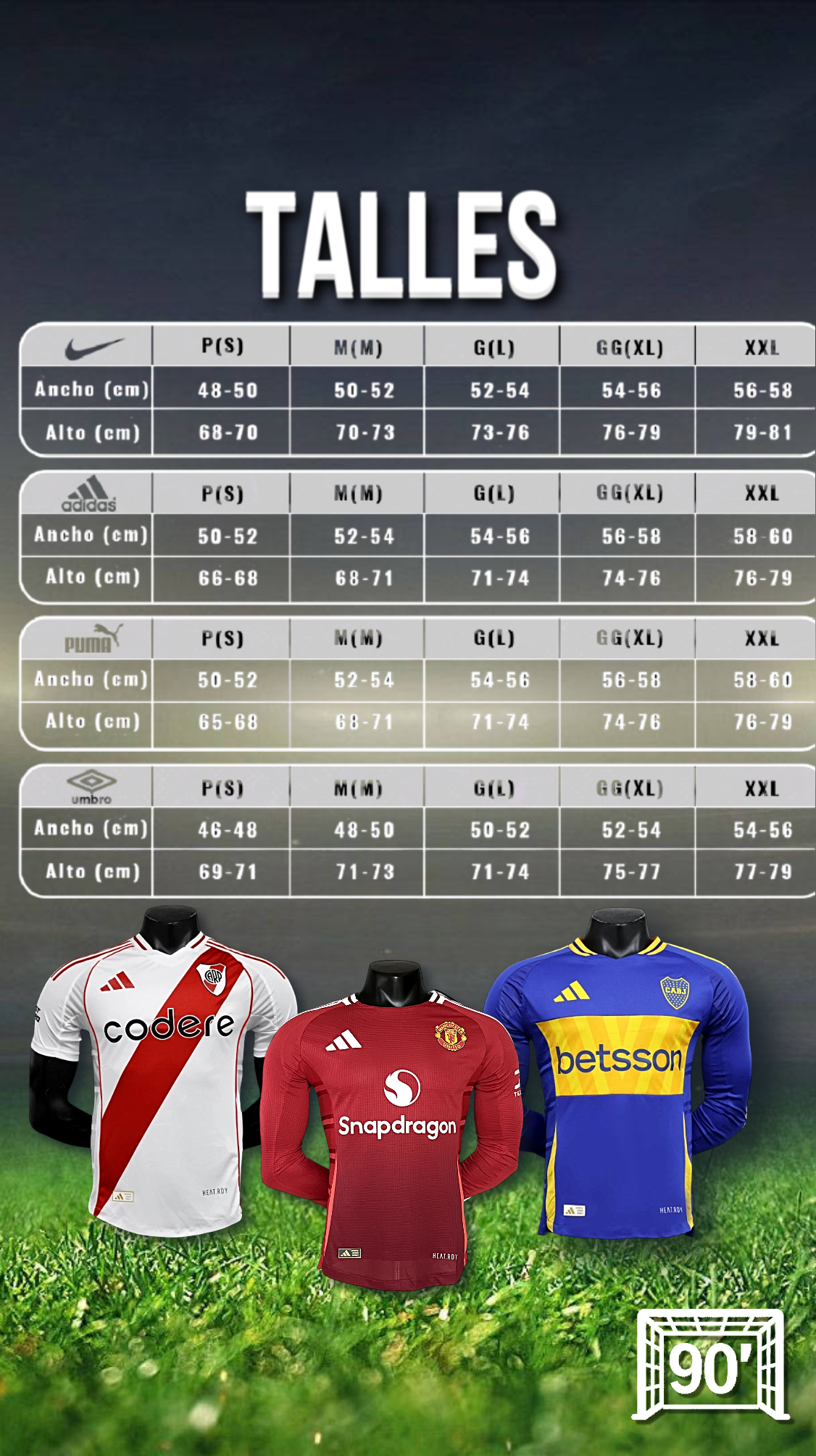 Evitá el fuera de juego. Revisá las medidas exactas acá..
