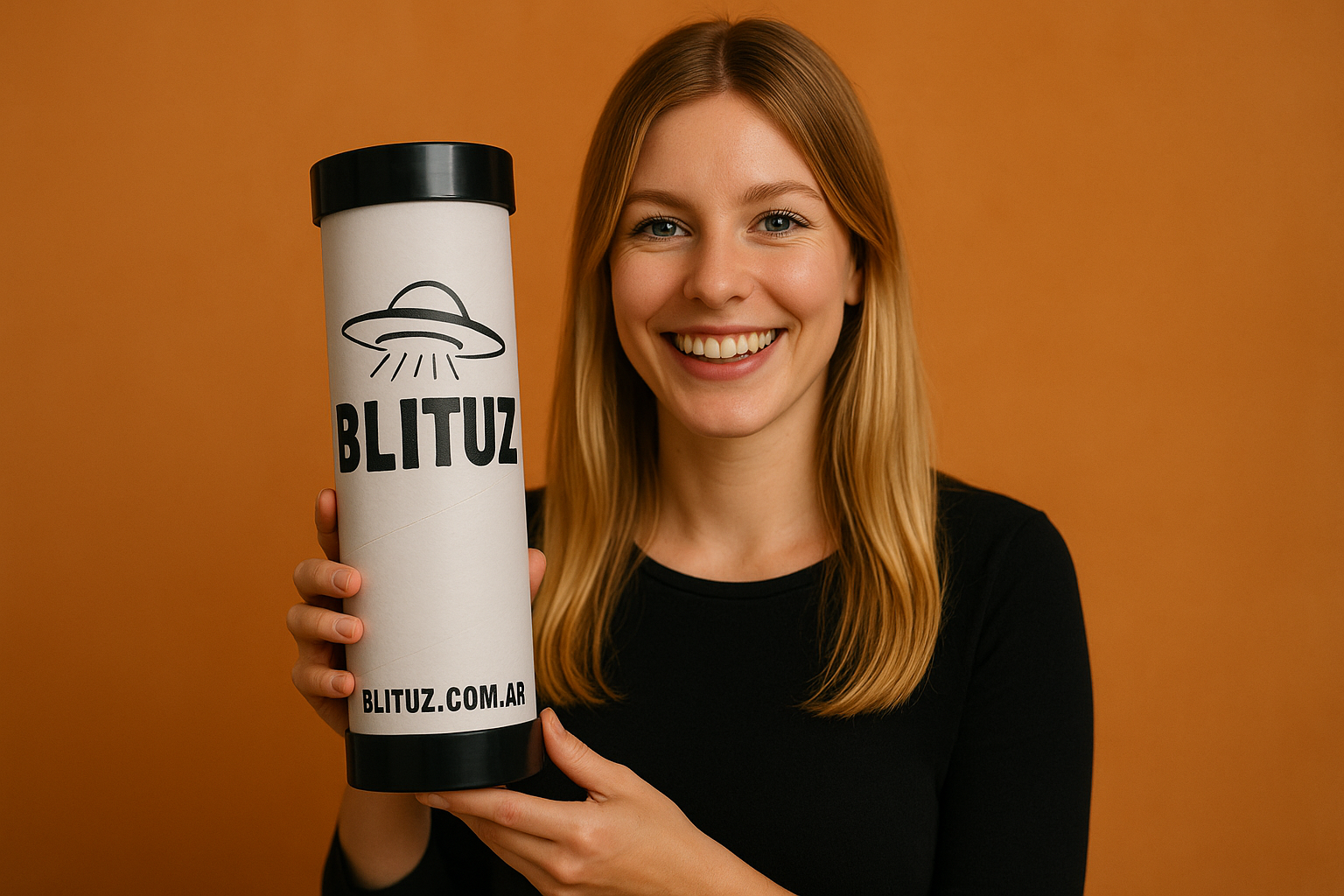 mujer mostrando capsula de envio Blituz