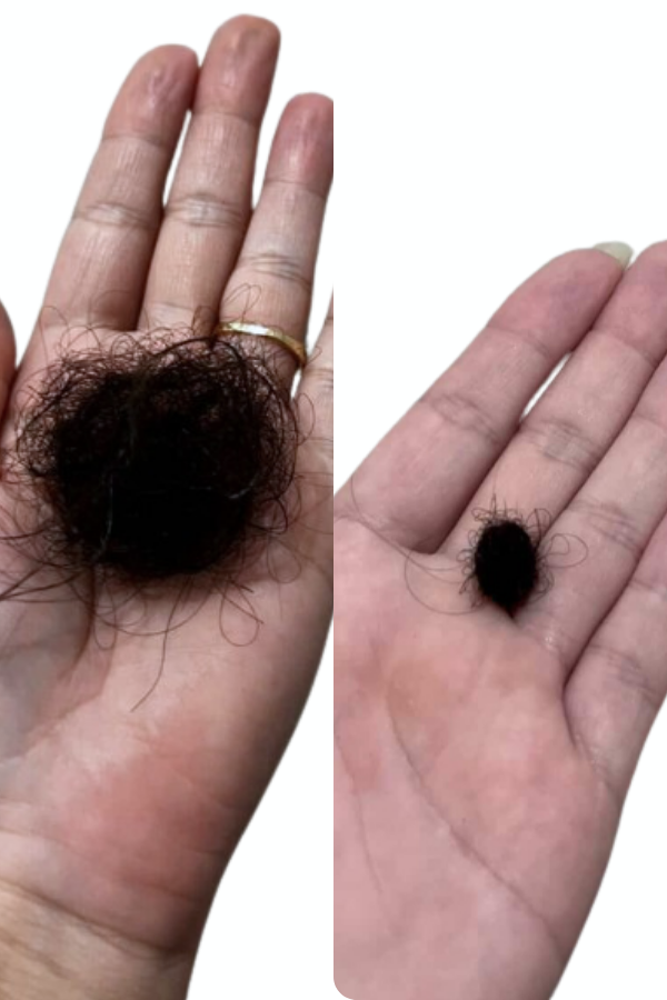 Antes e depois de comprimento e brilho
