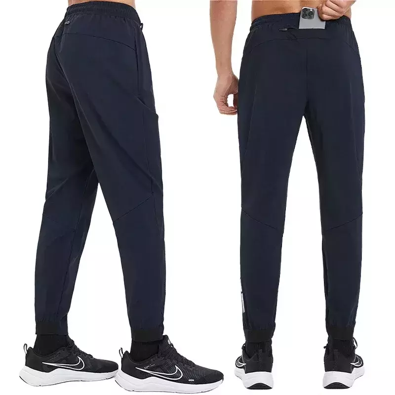 Calça de corrida masculina Zenária para primavera/verão, preta, de alta performance e conforto gélido. Ideal para treinos e atividades fitness ao ar livre.