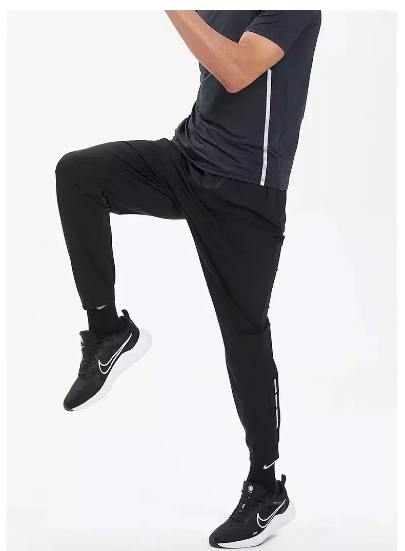 Calça de corrida masculina Zenária para primavera/verão, preta, de alta performance e conforto gélido