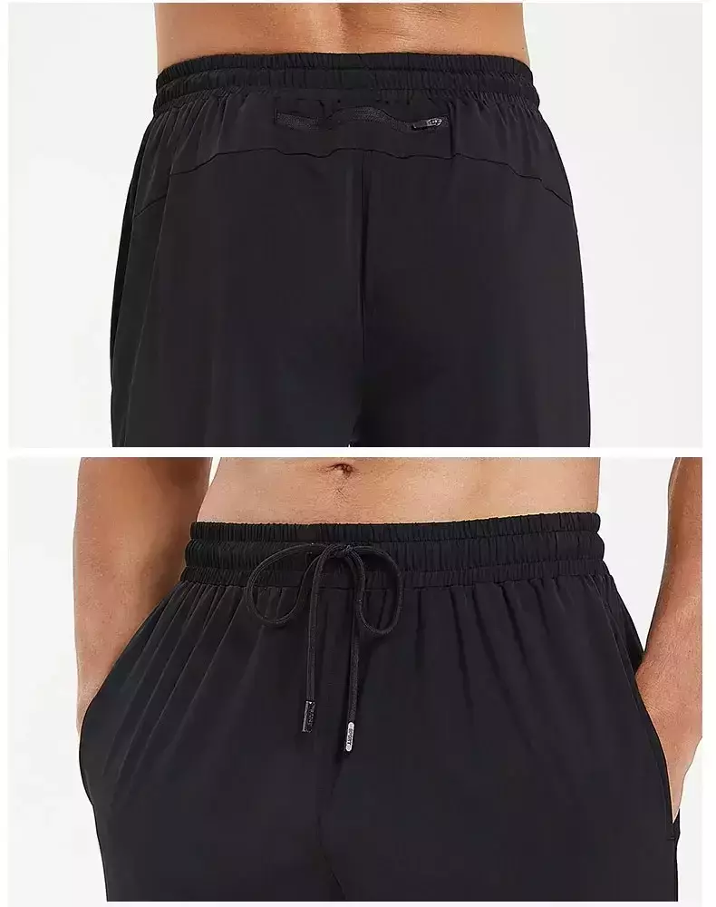 Calça de corrida masculina Zenária para primavera/verão, preta, de alta performance e conforto gélido. Ideal para treinos e atividades fitness ao ar livre.