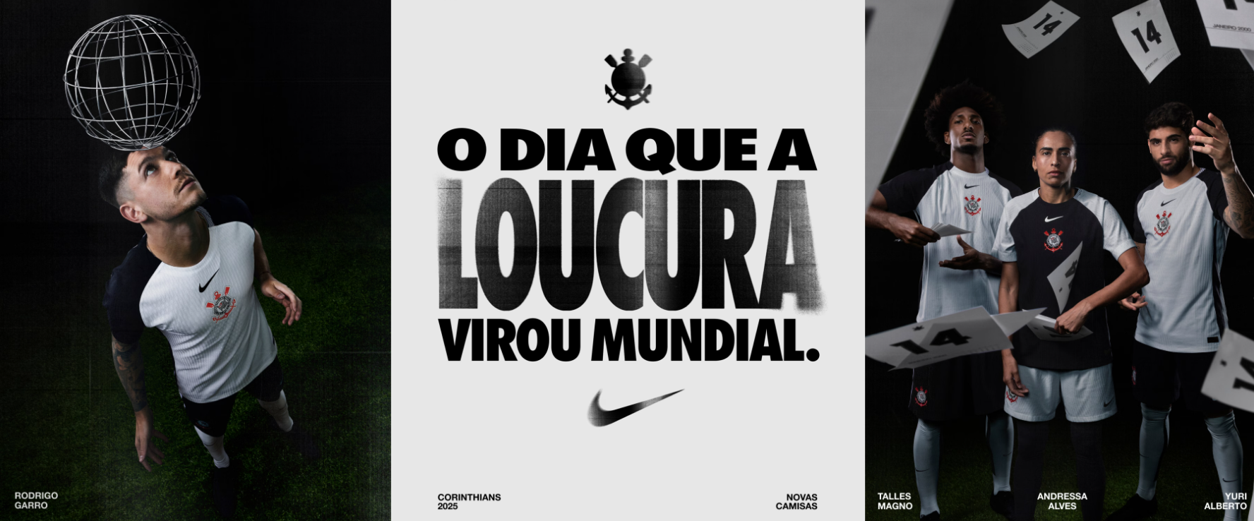 Camisa Corinthians I 25/26 Torcedor Nike Masculina Preta e Branca