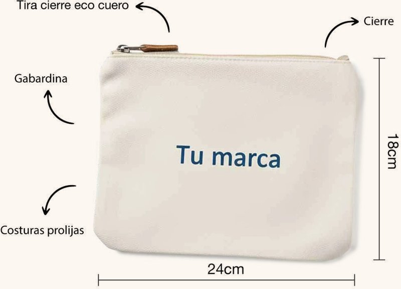Neceser de gabardina con cierre y tira de eco cuero