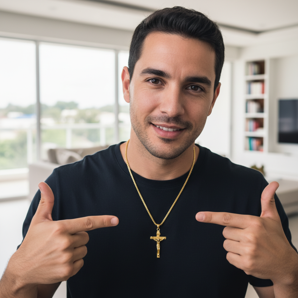 Colar de Jesus Cristo com Crucifixo Cruz