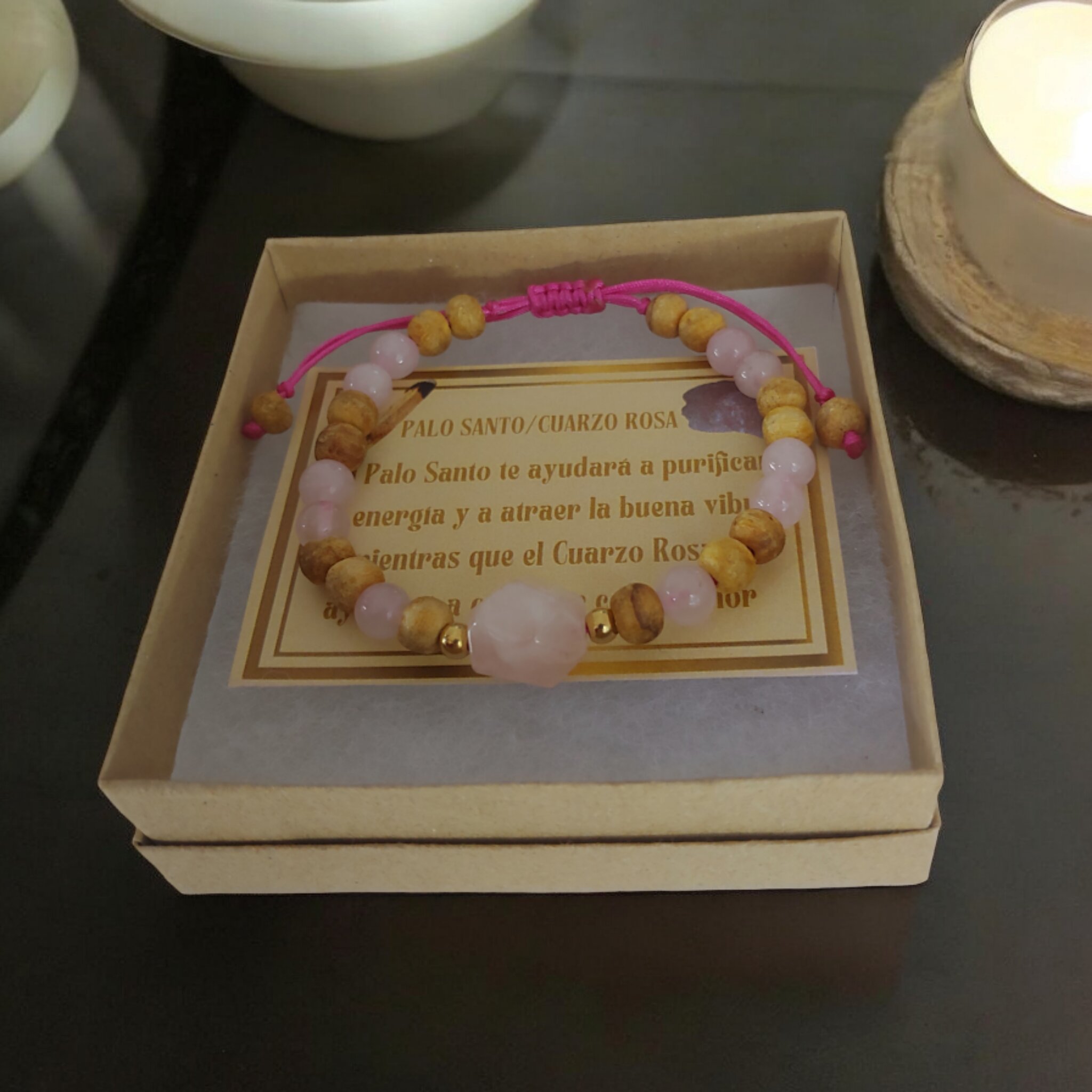Palo santo y Cuarzo Rosa Para el amor
