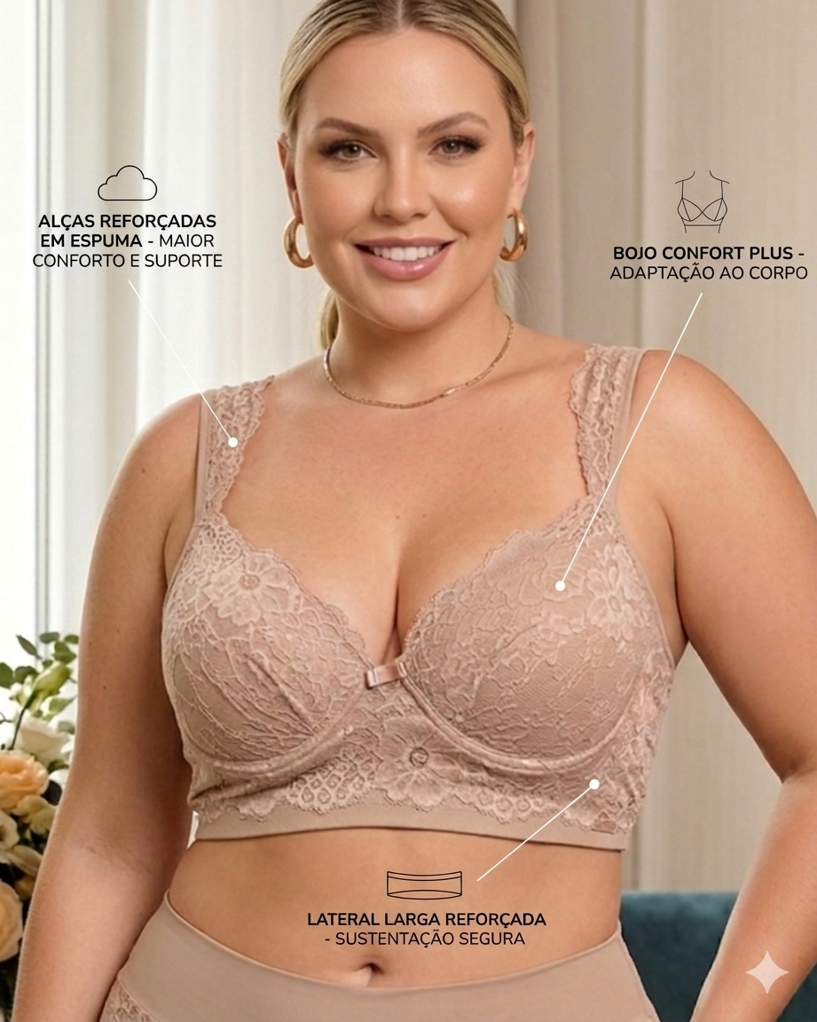 sutia plus size refor&ccedil;ado al&ccedil;a larga com espuma ombreira