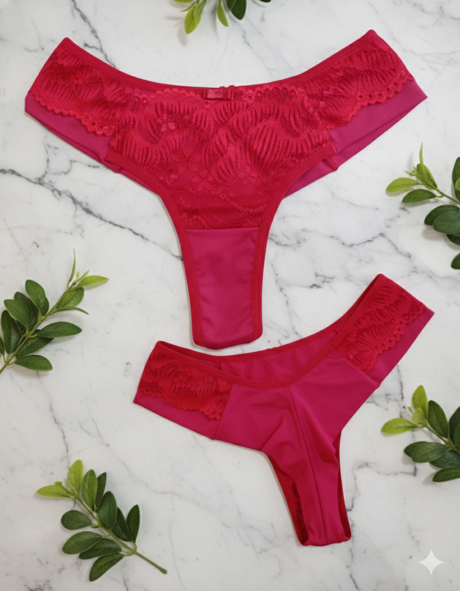 calcinha fio duplo vermelha com renda