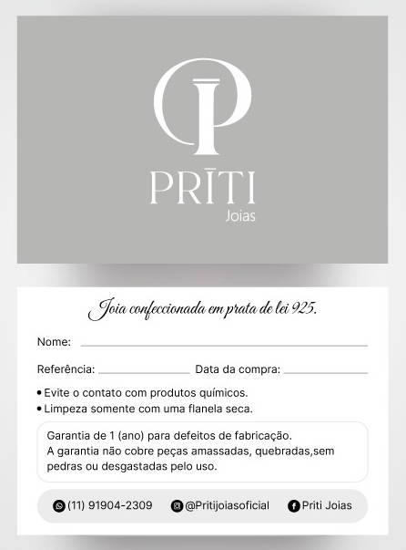 Certificado de Garantia PRĪTI JOIAS