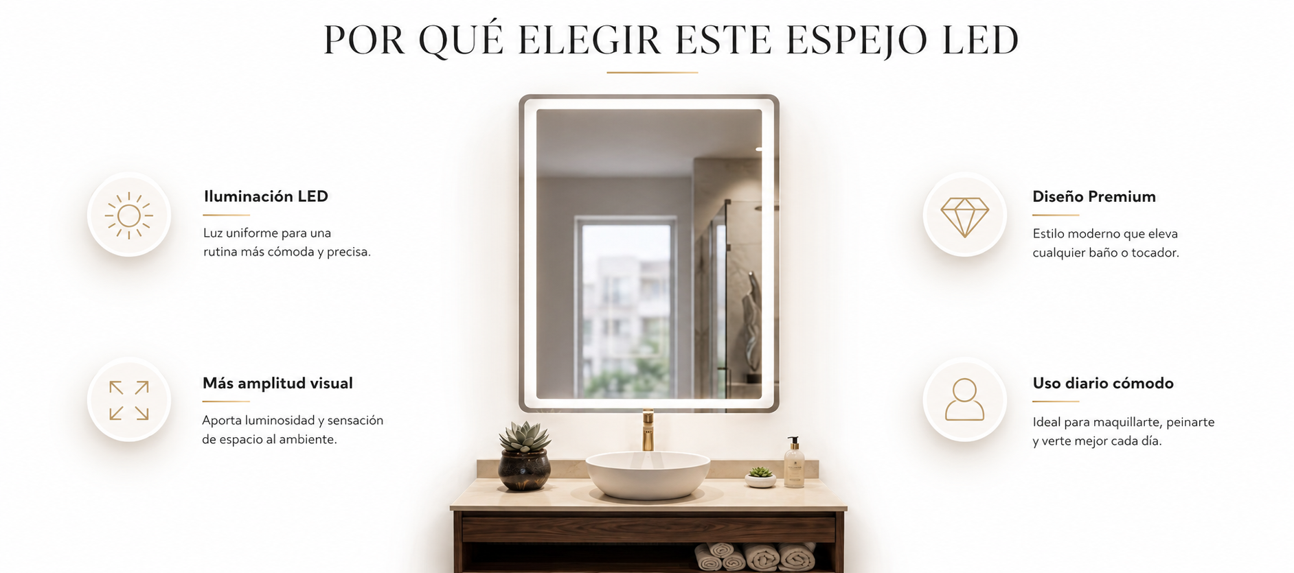 Espejo LED Q2 60x90 en ambiente moderno