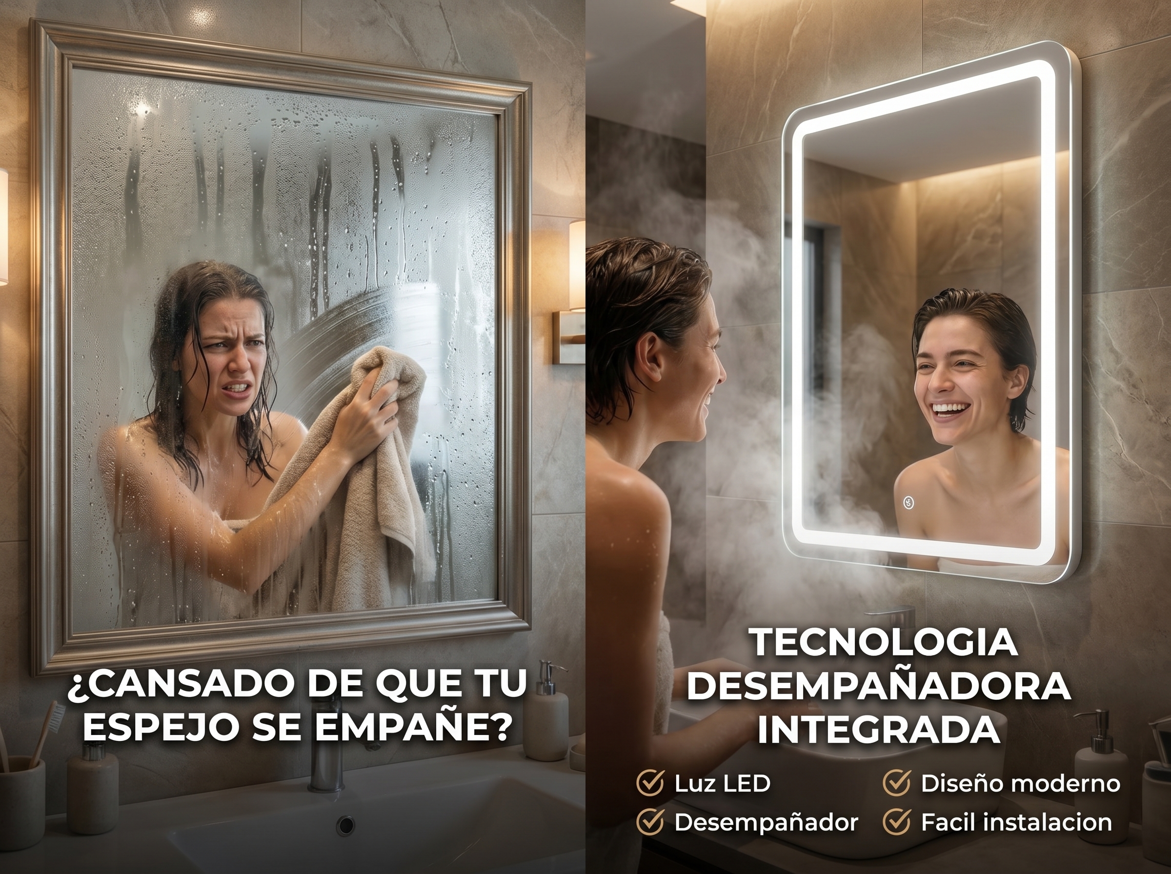 Espejo LED 50x70 en ambiente moderno