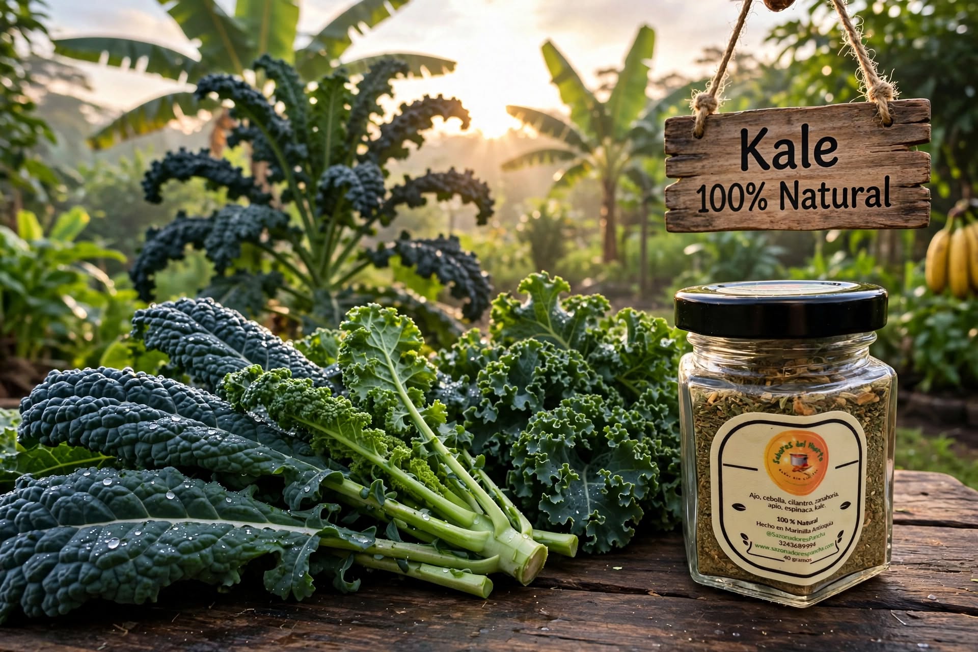 Plantas de kale con manejo agroecológico en Marinilla, Antioquia