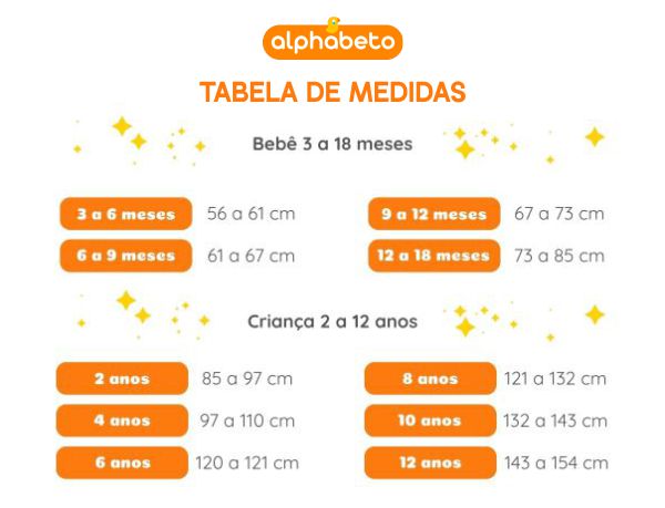 ALPHABETO - Tabela de medidas