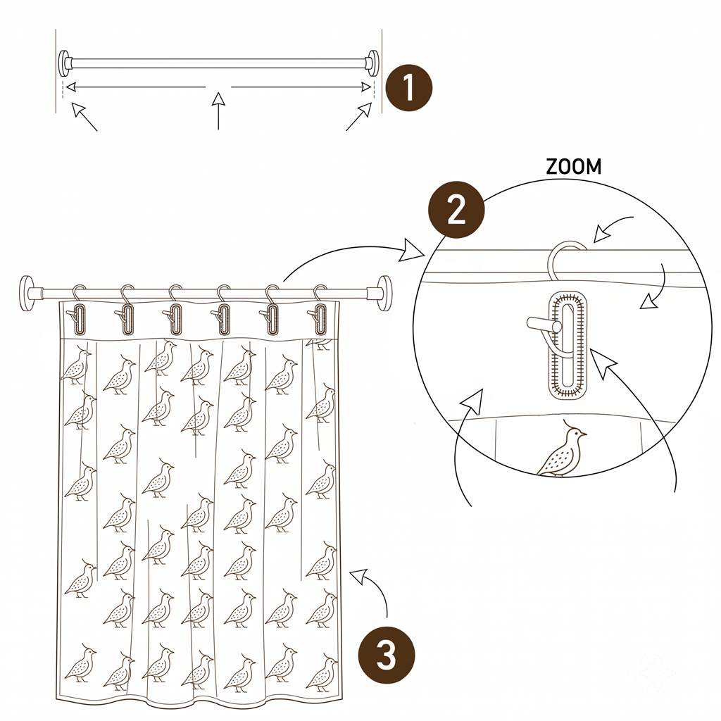 Cortina de baño para bañera o ducha, blanca 180x180 cm de tela batista con diseño Vainilla Cesar, instalada en baño moderno, producto exclusivo de TINAMÚ.