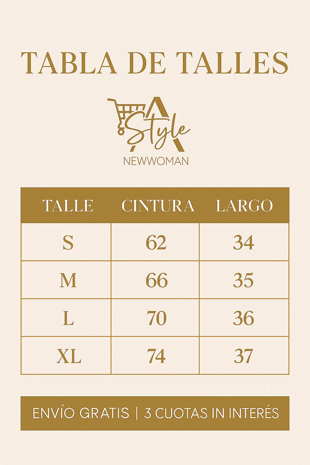 Tabla de Talles NewWomanStyle