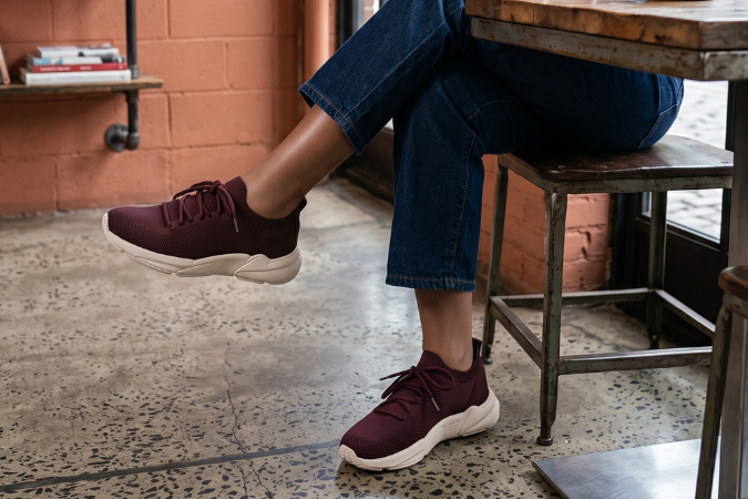 Tênis Feminino Samira Knit Bordô