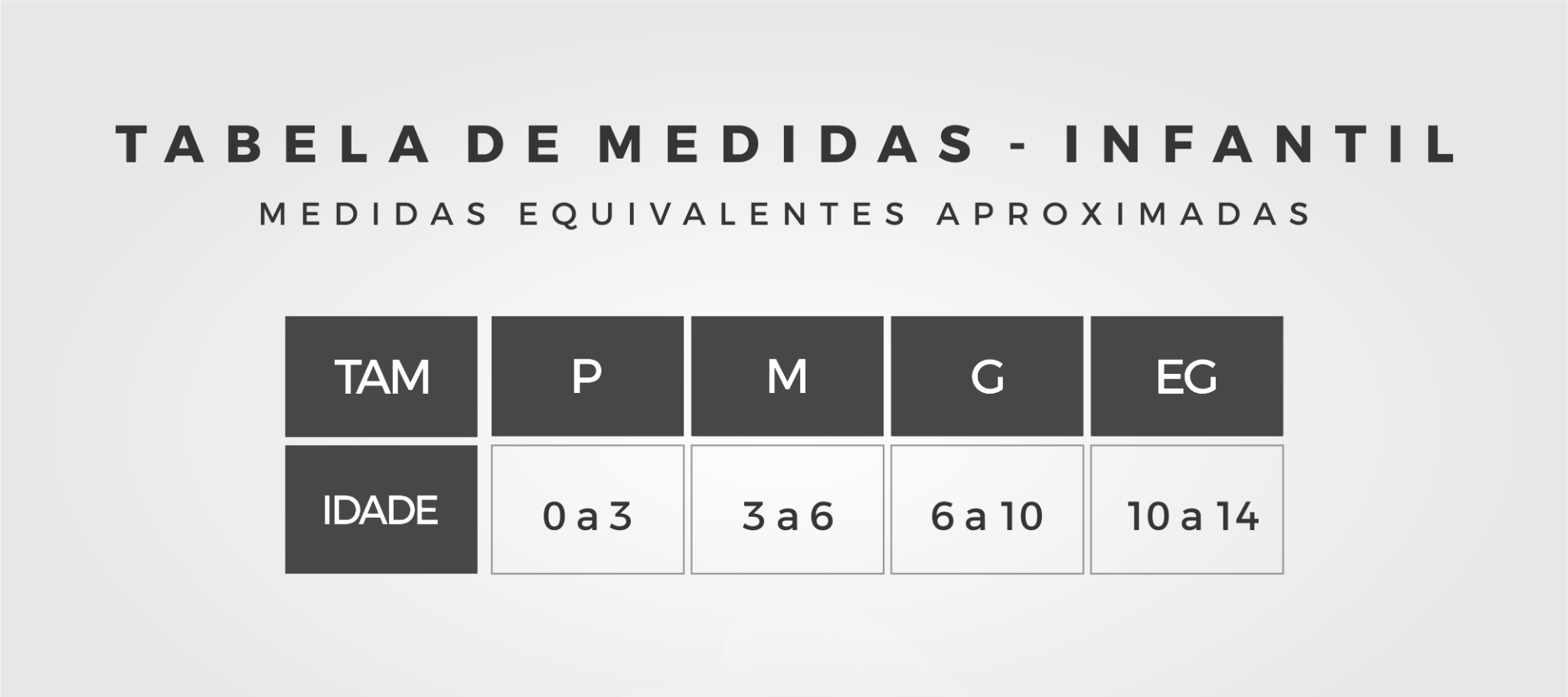 Tabela de Medidas - Infantil