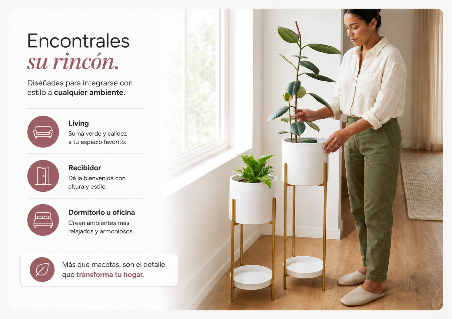 Encontrales su rinc&oacute;n - macetas altas decorativas para distintos ambientes