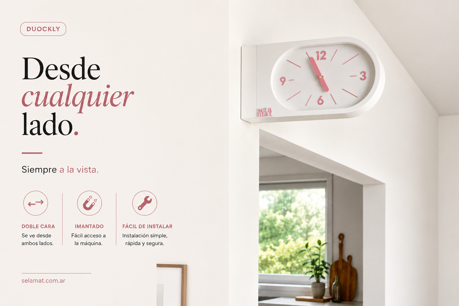 Duockly - reloj de pared doble cara
