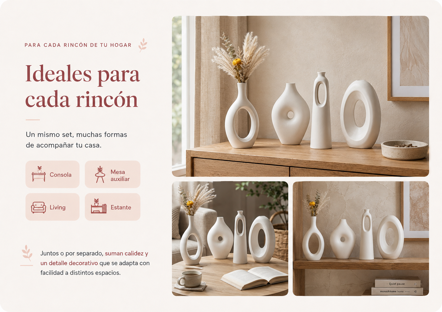 Ideas para decorar con el set de jarrones