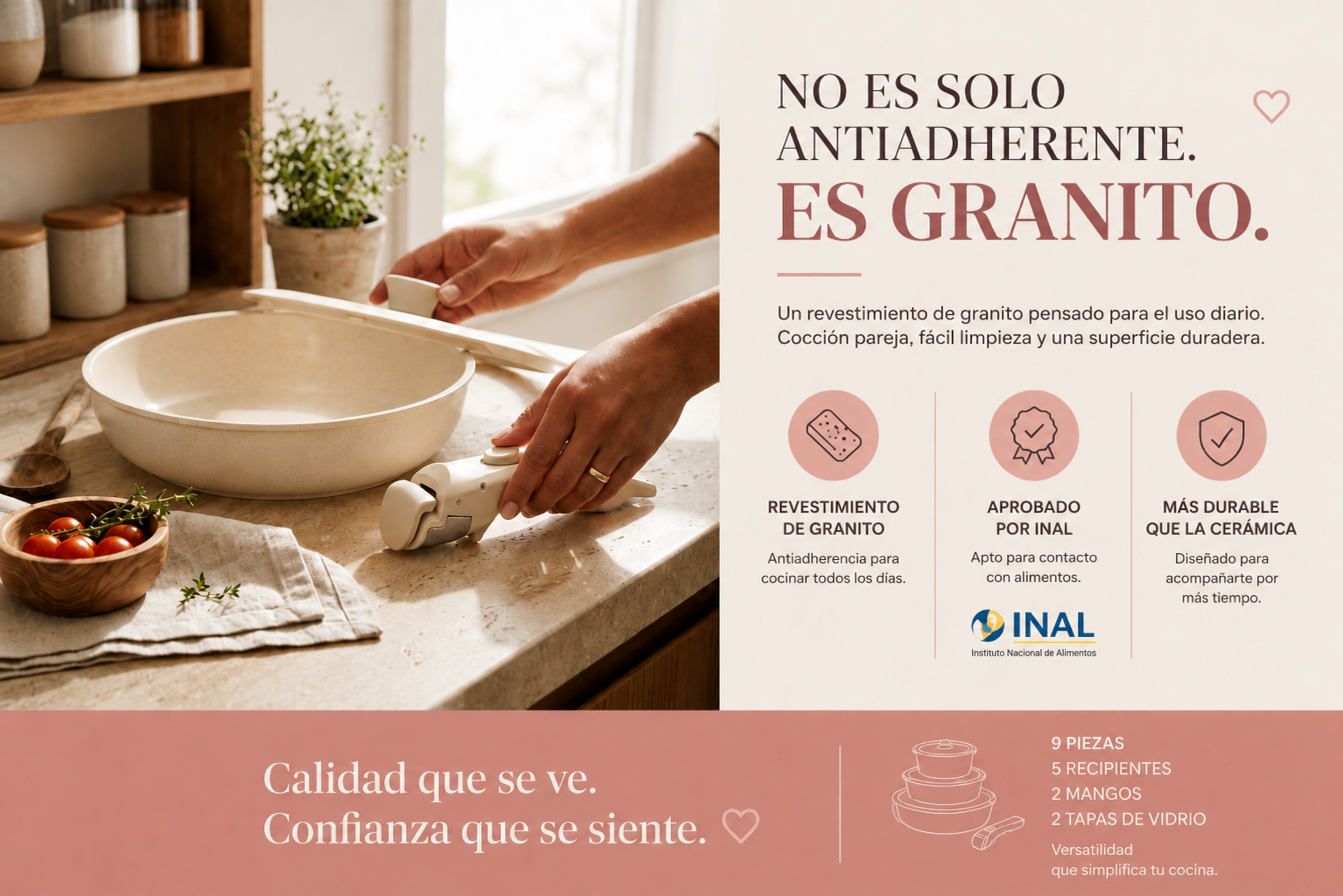 No es solo antiadherente, es granito