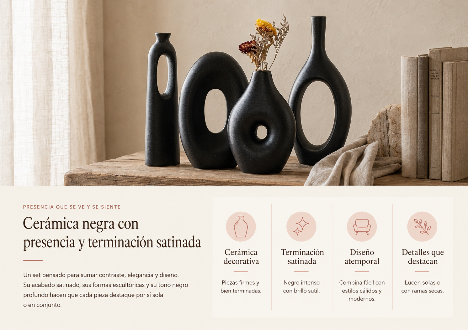 Cer&aacute;mica negra con terminaci&oacute;n satinada