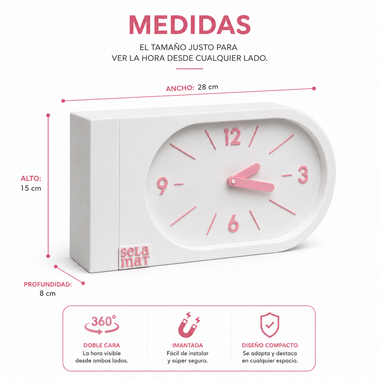 Duockly - medidas del reloj de pared doble cara
