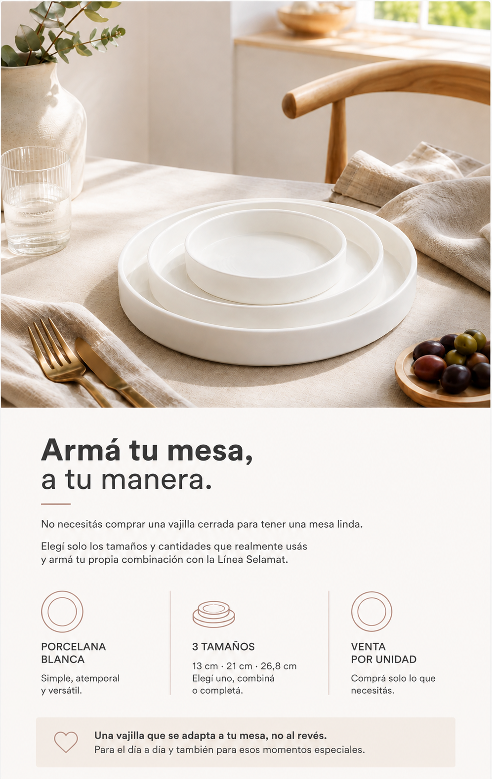 Arm&aacute; tu mesa a tu manera - Vajilla L&iacute;nea Selamat