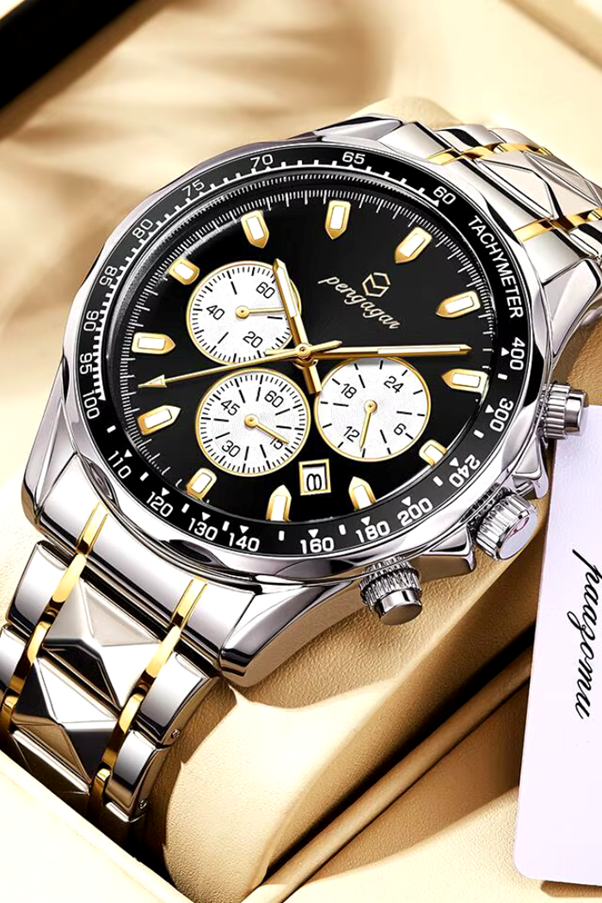 A watch with a gold band

AI-generated content may be incorrect.