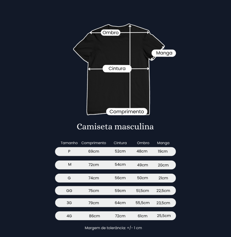 Guia de tamanho camisa