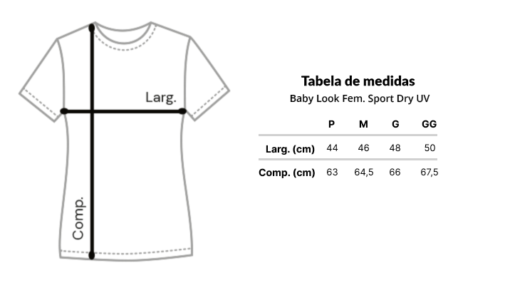 Tabela de Medidas da Baby Look Fem. Sport