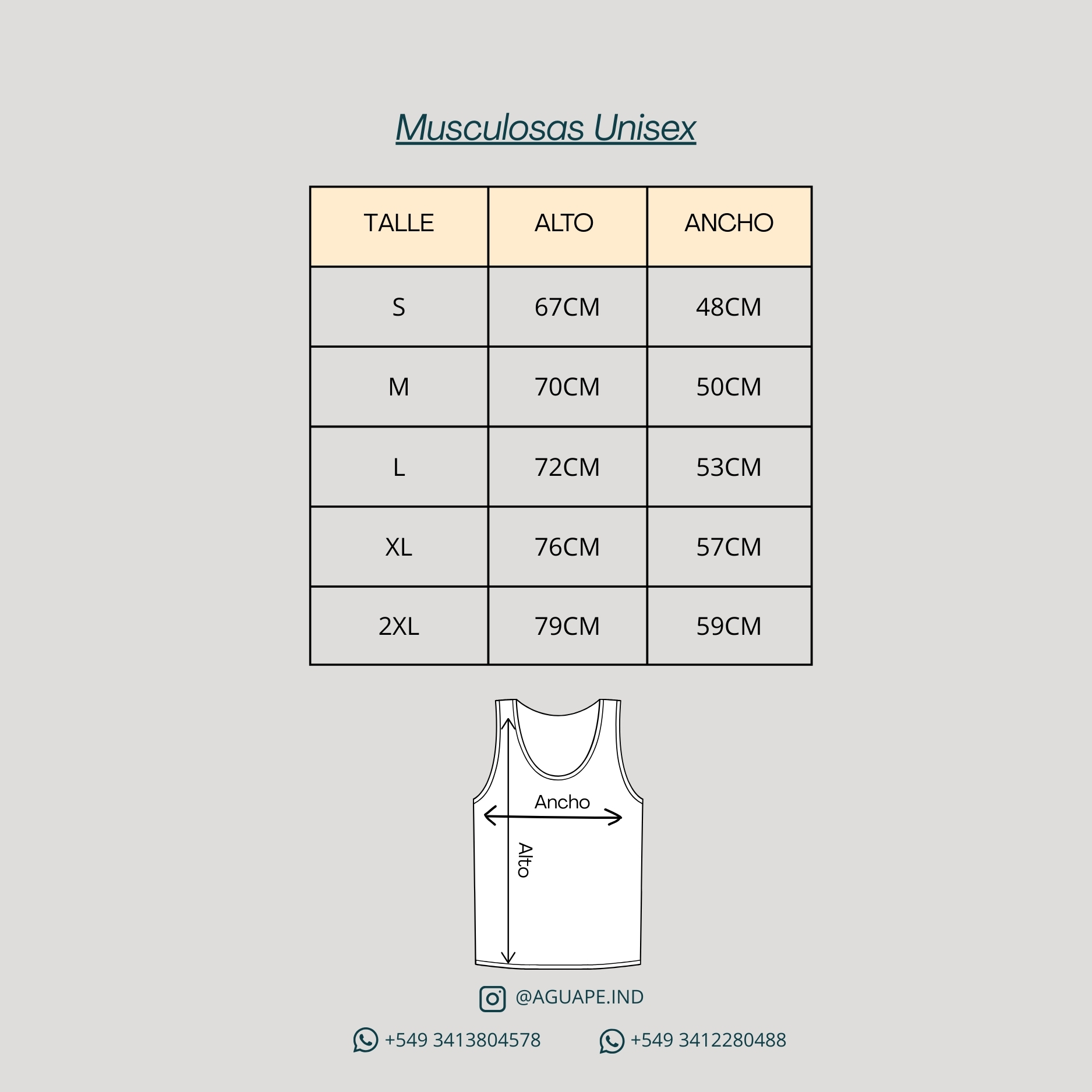 Guía de talles musculosas