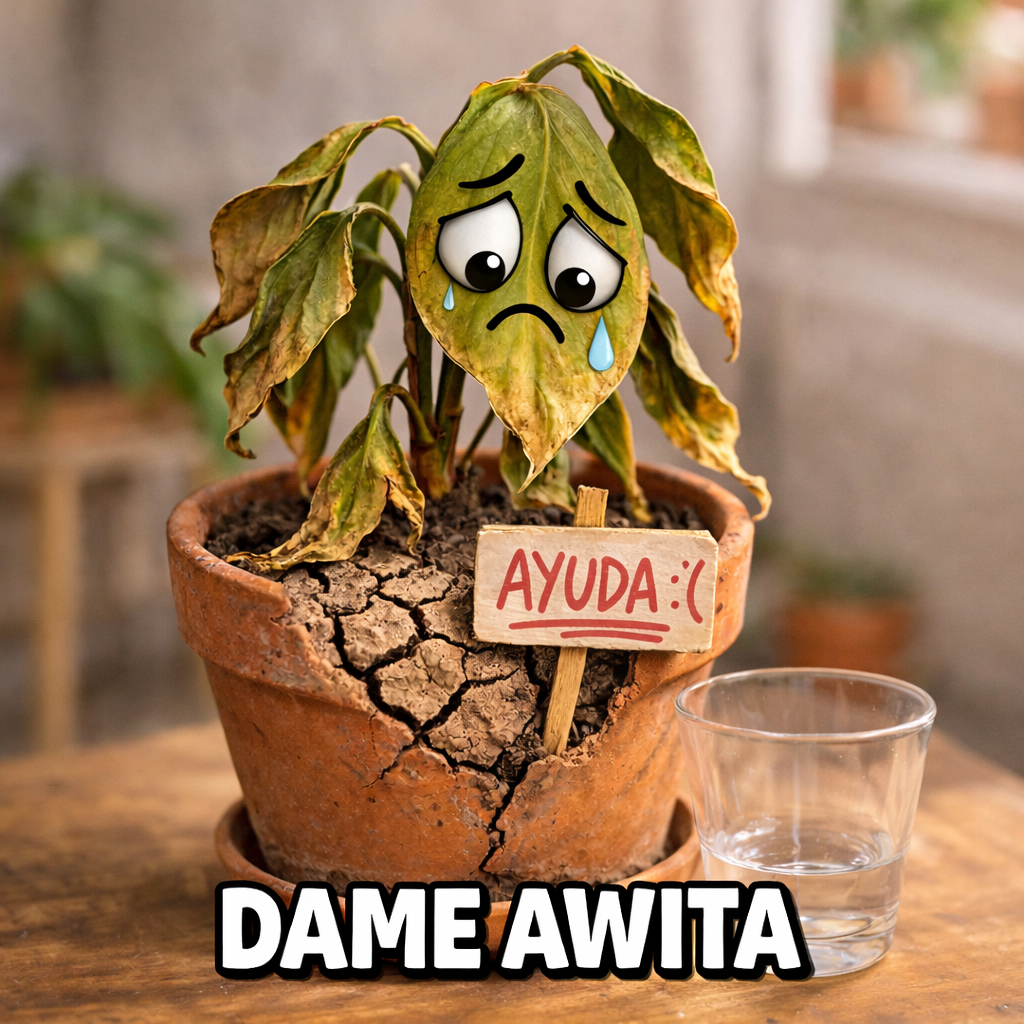 Planta confundida por el riego en verano