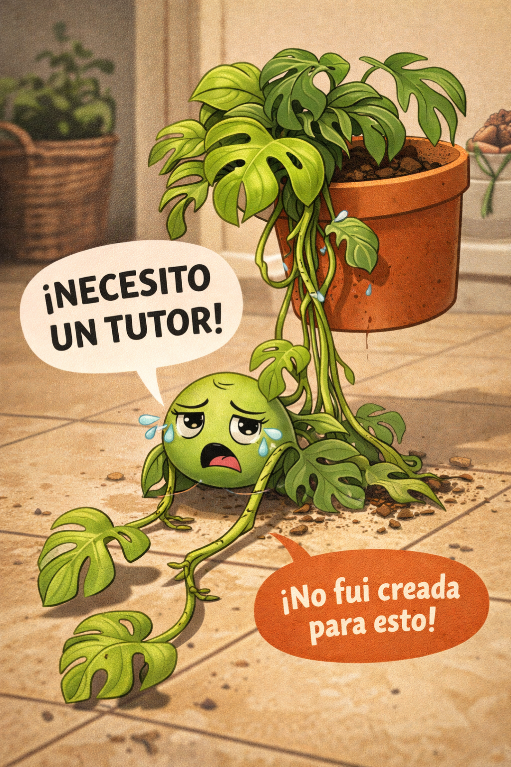 Planta trepadora frustrada con hojas pequeñas