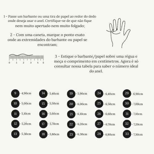 tabela de medidas aneis