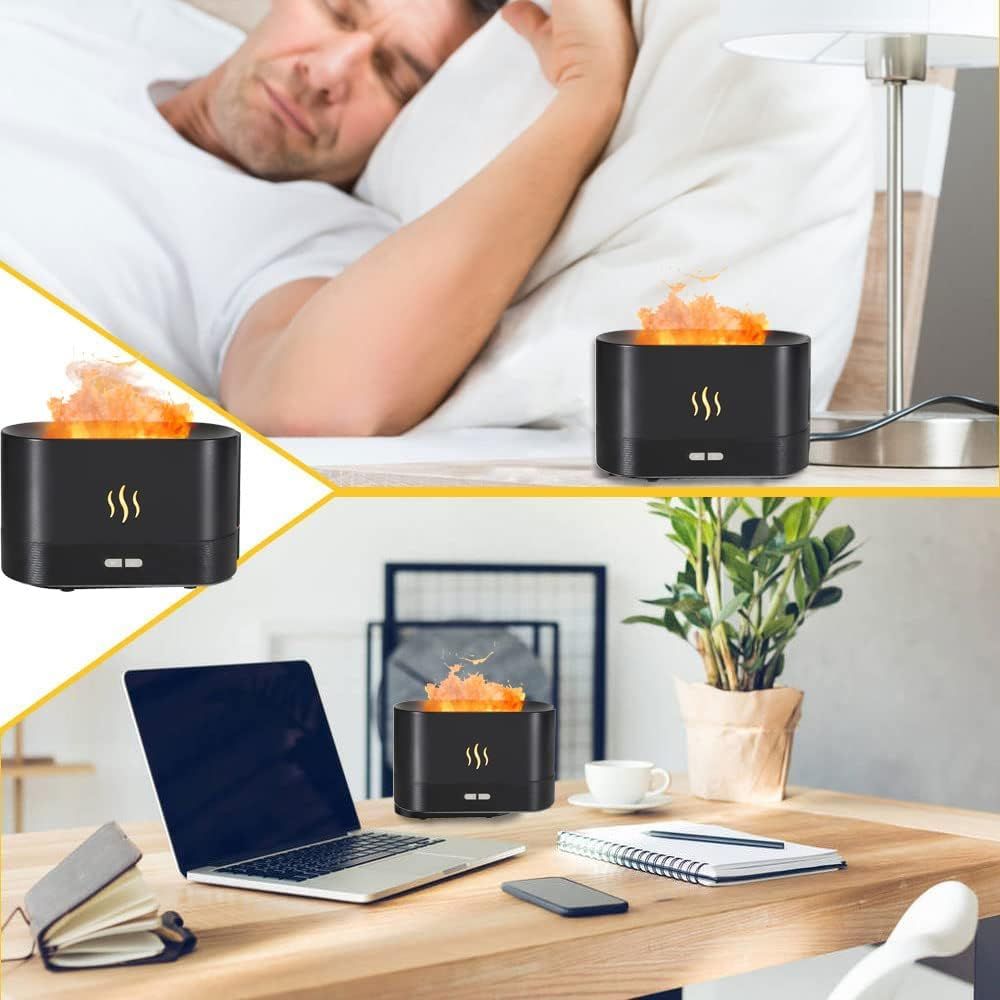 Difusor humidificador efecto llama negro