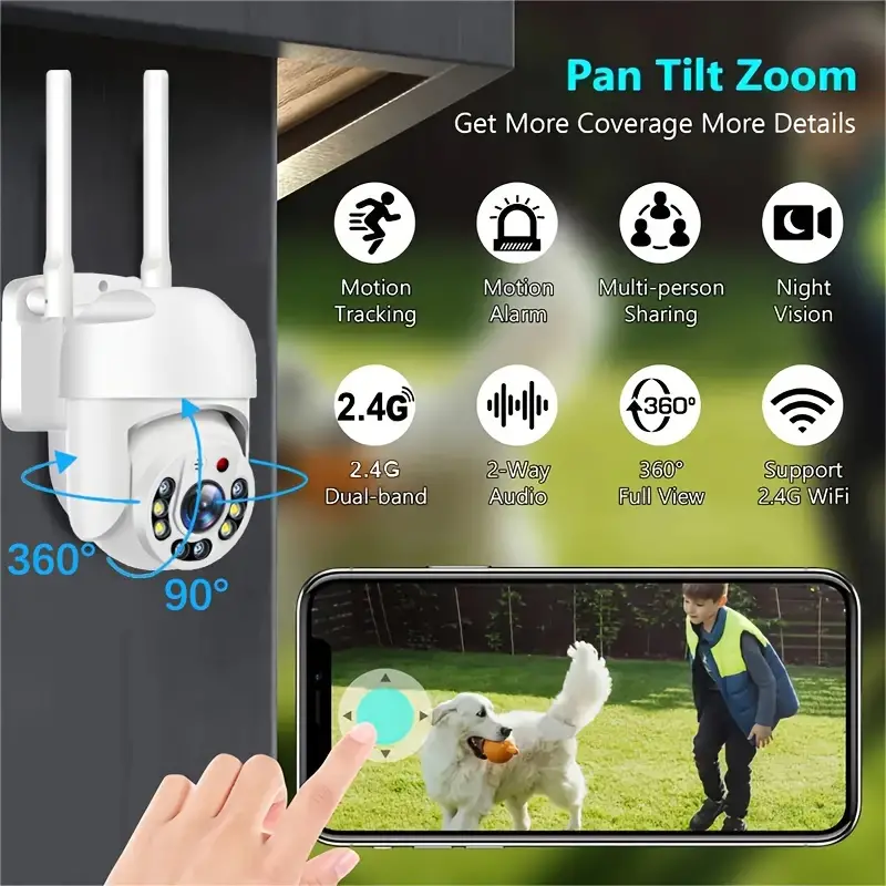 Cámara de seguridad 360° WiFi IP66 exterior
