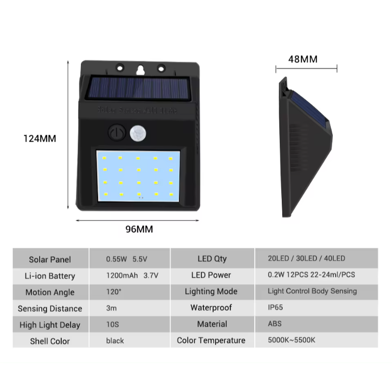 Reflector solar en uso exterior con sensor