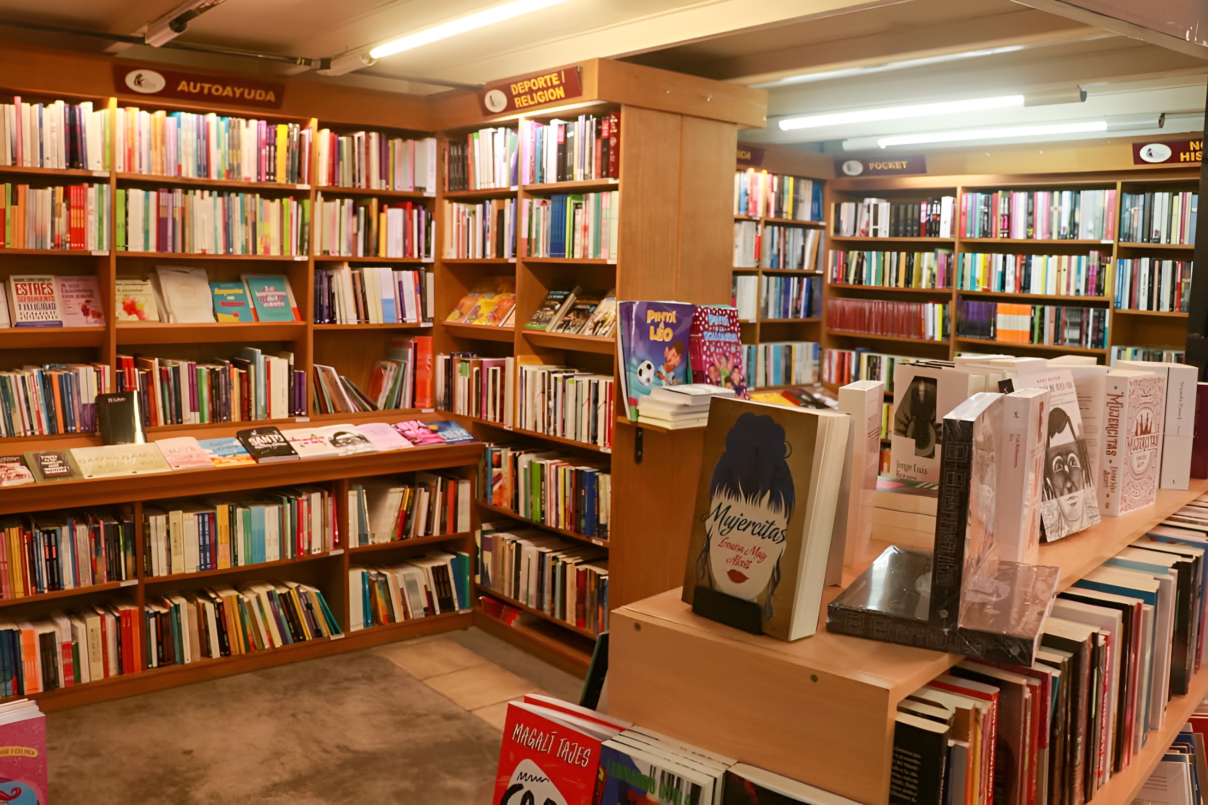 Interior de la librería — sector libros