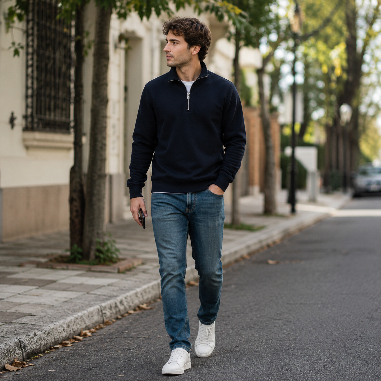 Buzo Notr&egrave; color navy en el d&iacute;a a d&iacute;a