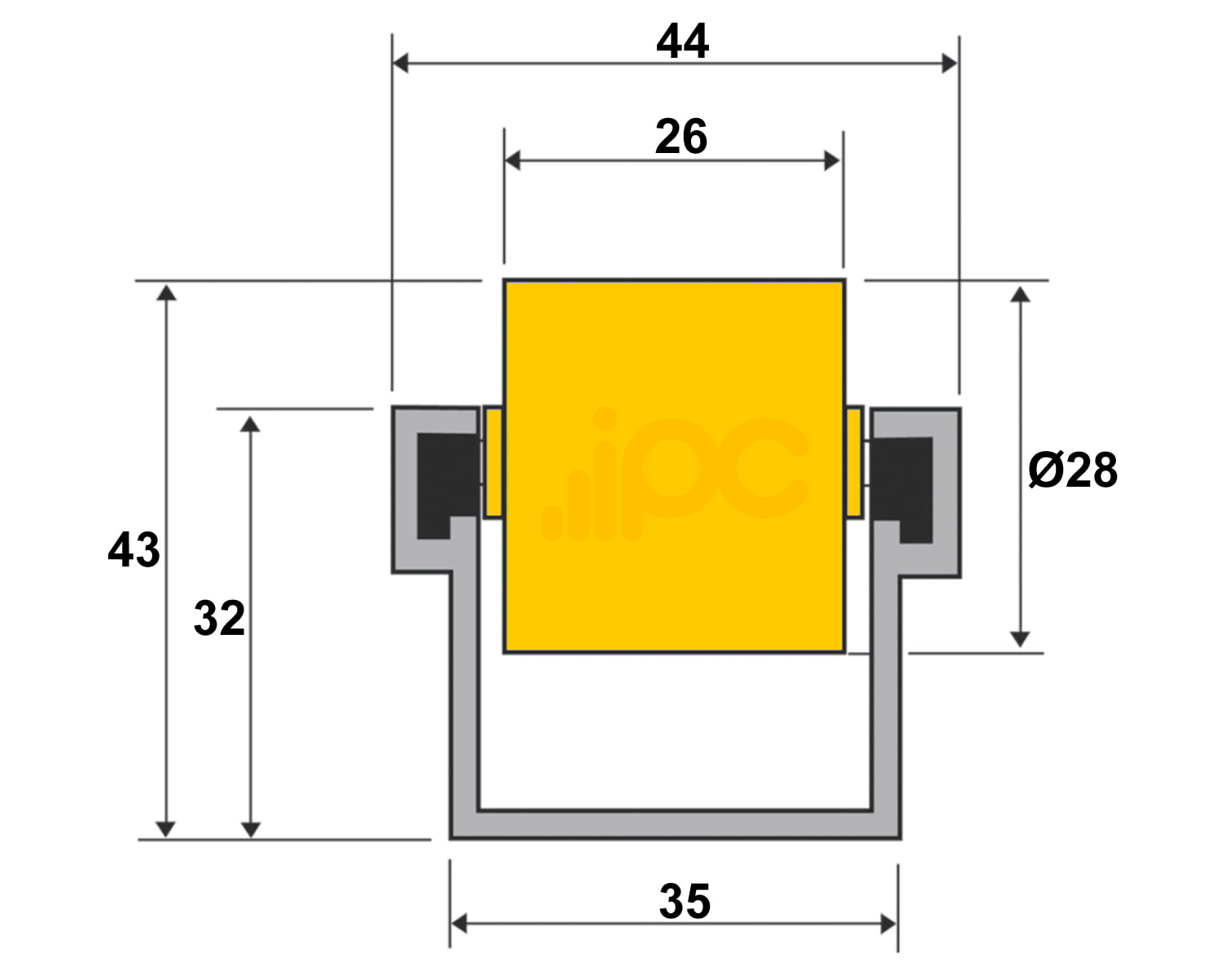Dimensões do trilho roletado flow rack para 65 kgf