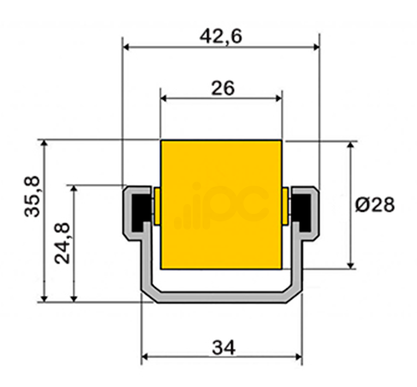 Dimensões do trilho roletado flow rack para 45 kgf