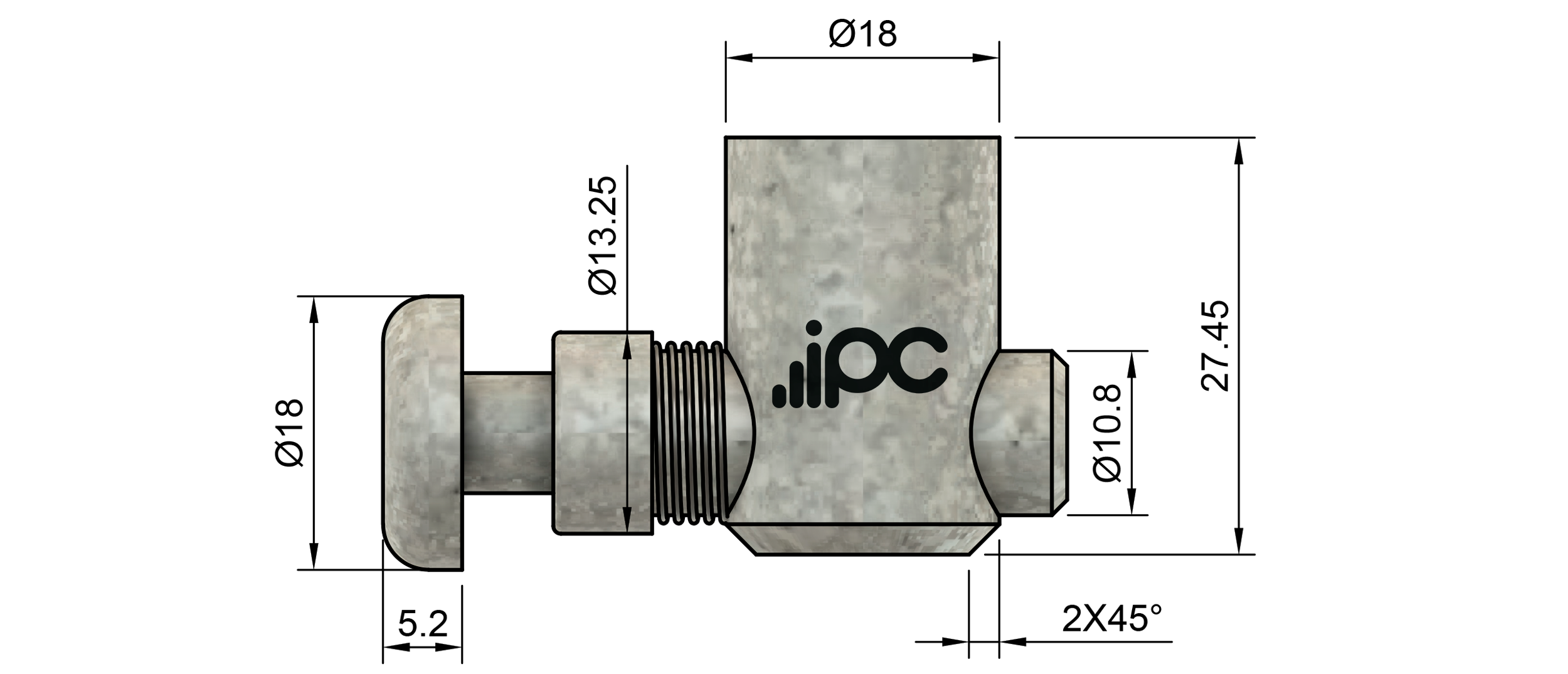 Dimensões do conector rápido universal